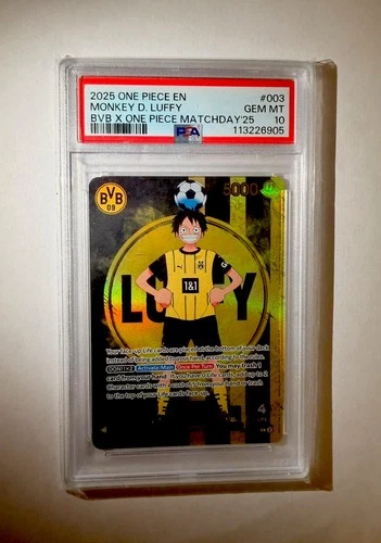 Monkey D Luffy ST13-003 BVB Borussia Dortmund ONE PIECE Matchday Promo EN PSA 10