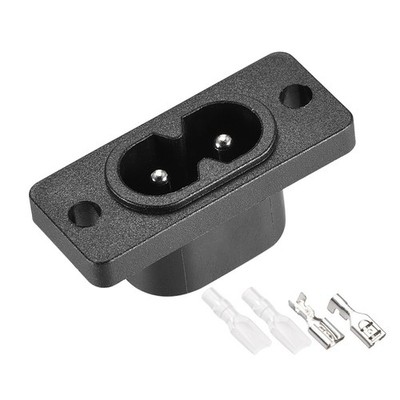 Panel Mount Plug Adapter AC 250V 6A C8 2 Pins Inlet Module Plug Straight #wd