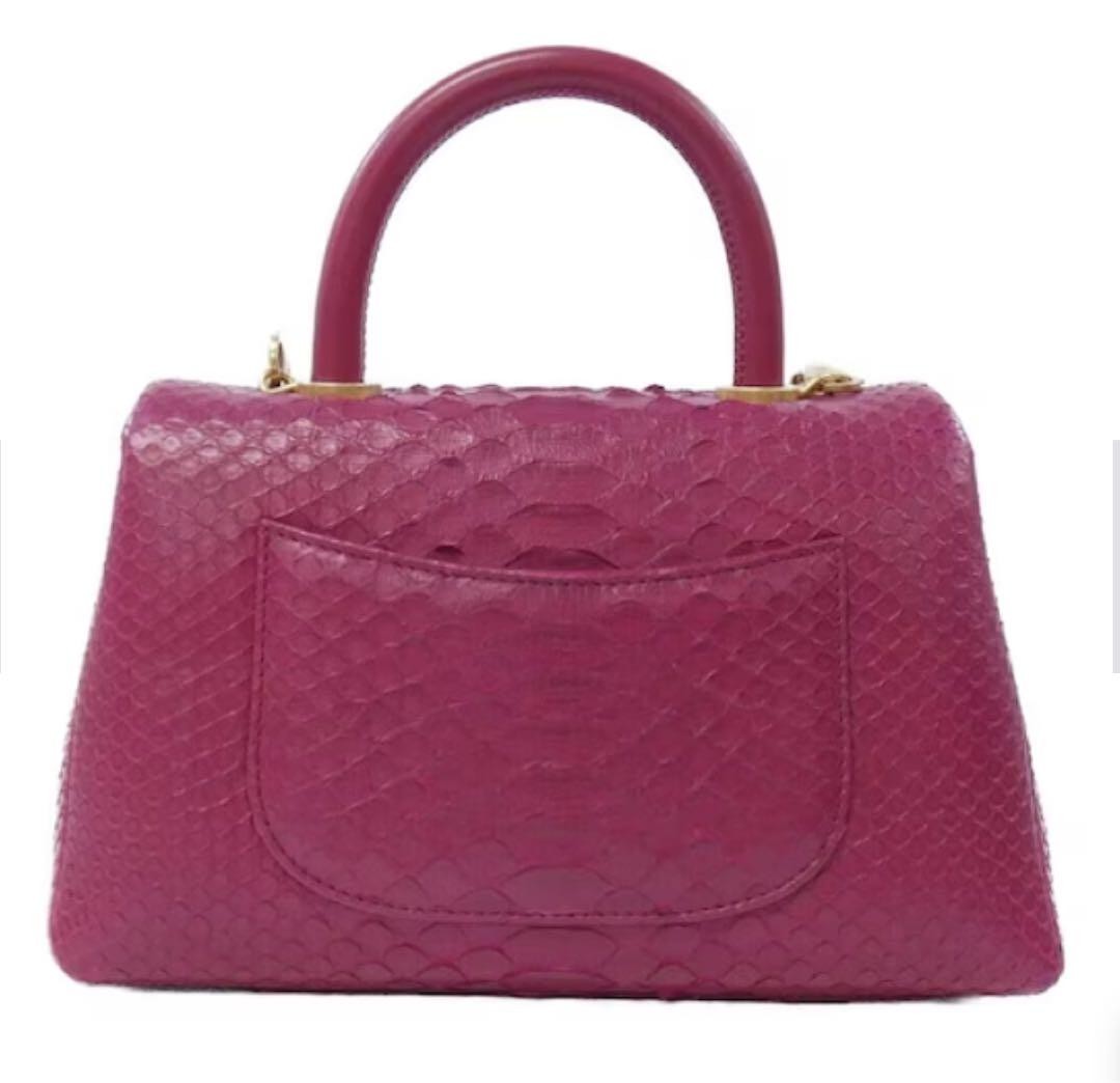CHANEL Dark Pink Python & Lambskin Coco Handle Ch… - image 18