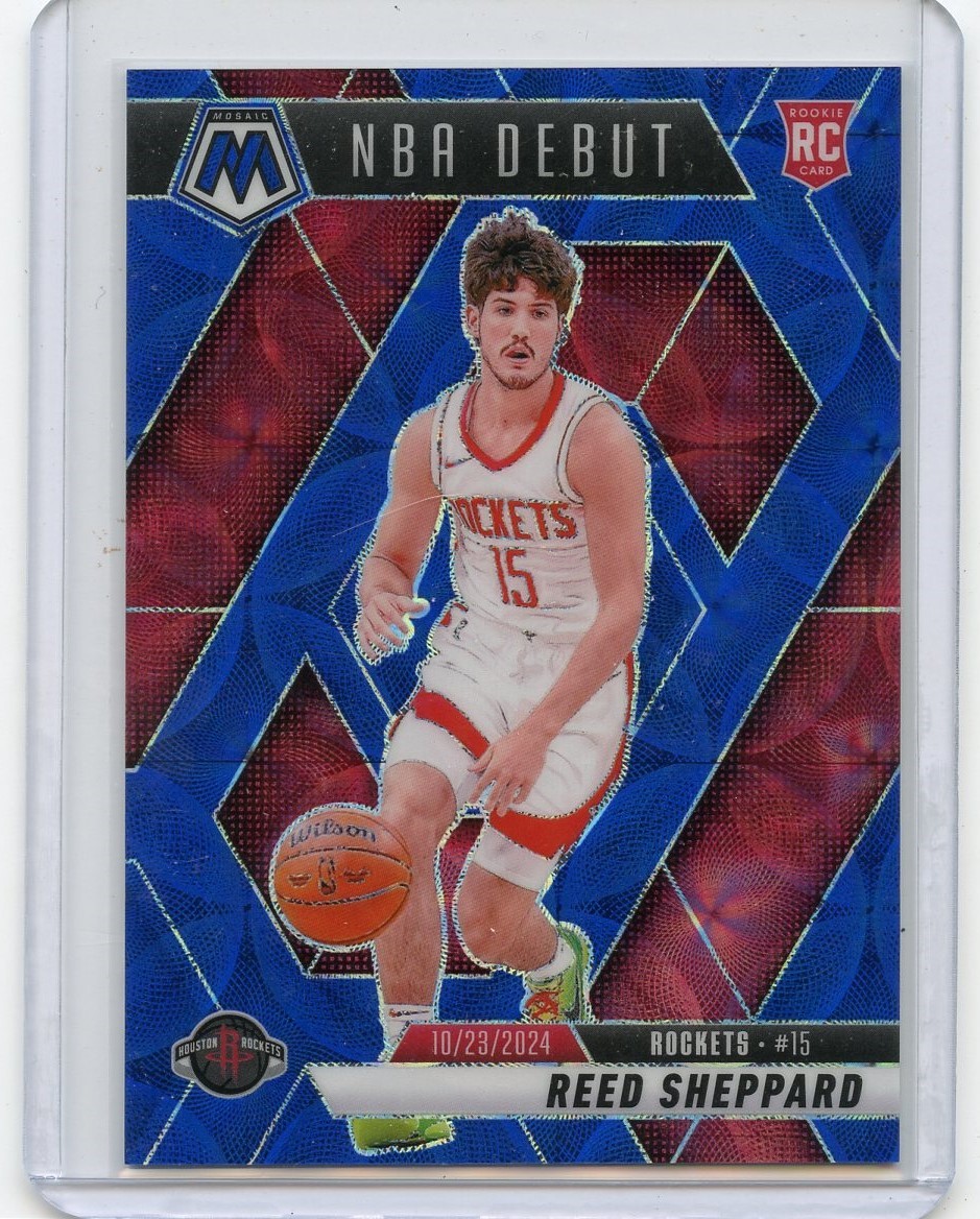 Reed Sheppard 2024-25 Panini Mosaic International Blue Mosaic #252 SN,/35