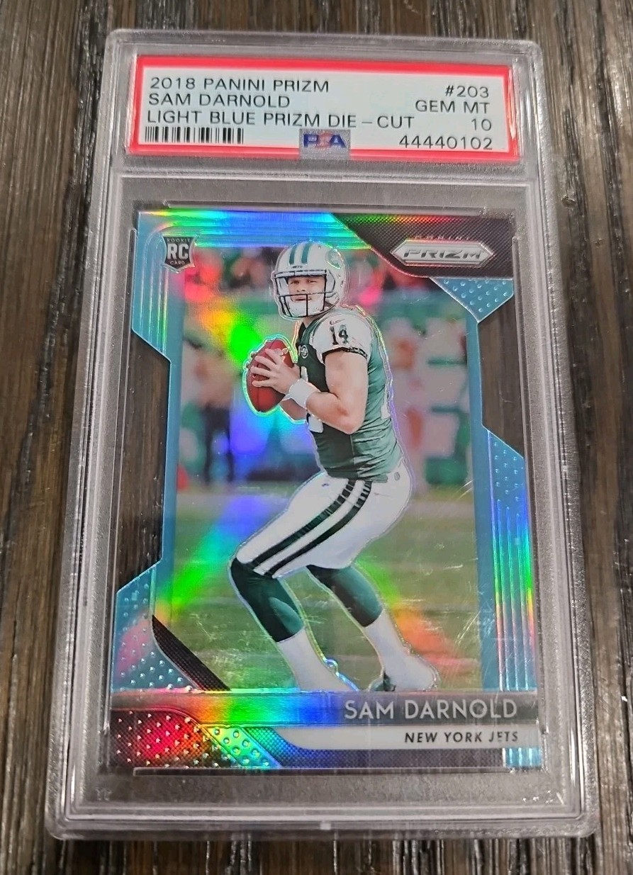 2018 Panini Prizm Rookie Sam Darnold #203 Light Blue Prizm /199 RC PSA 10 GEM SP