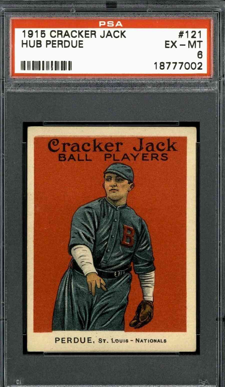 1915 Cracker Jack #121 Hub Perdue - PSA 6