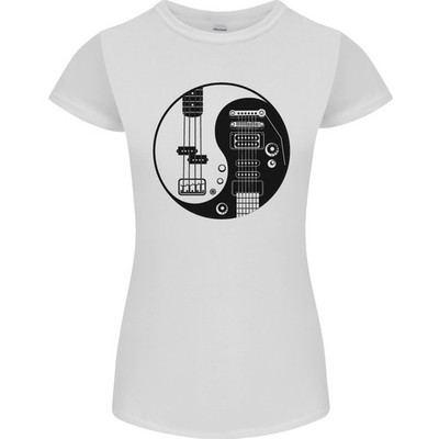Ying Yang Gitarre Gitarrist Elektrische Bass Damen Petite Cut T-Shirt