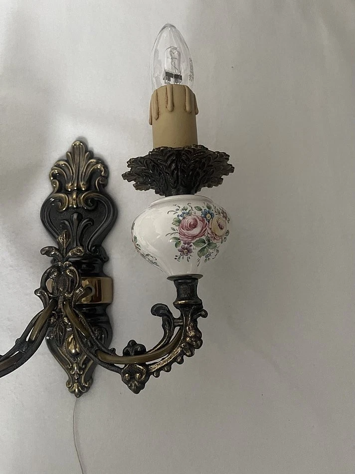 2 alte  Wandlampe Messing Wandleuchte Barock Stil Vintage  - Bild 4 von 4