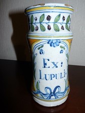 Superbe rare ancien Pot à Pharmacie Albarello en faïence 18ème