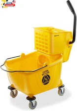 Commercial Mop Bucket with Side Press Wringer 26 Quart Yellow