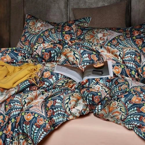  Синий одеяло комплект розовый пейсли узор цветочный постельное белье королева 029 пейсли - Изображение 2 из 4