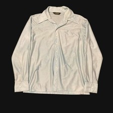 True Vintage 70s Tobias Dagger collar teal western shirt polyester Mens L/22