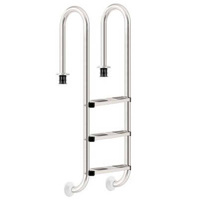 Zelsius Edelstahl Poolleiter mit 3 Stufen | 50,2 x 36,5 x 158 cm