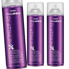 Rusk Deepshine PlatinumX Hairspray 10.2 oz - Pack of 3
