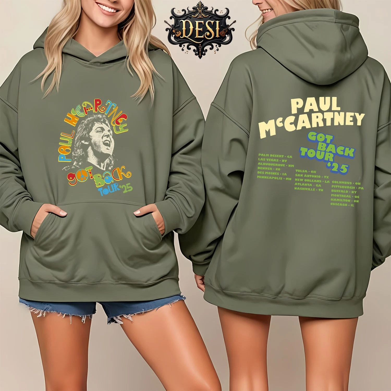 P McCartney Got Back 2025 Peace Tour Hoodie