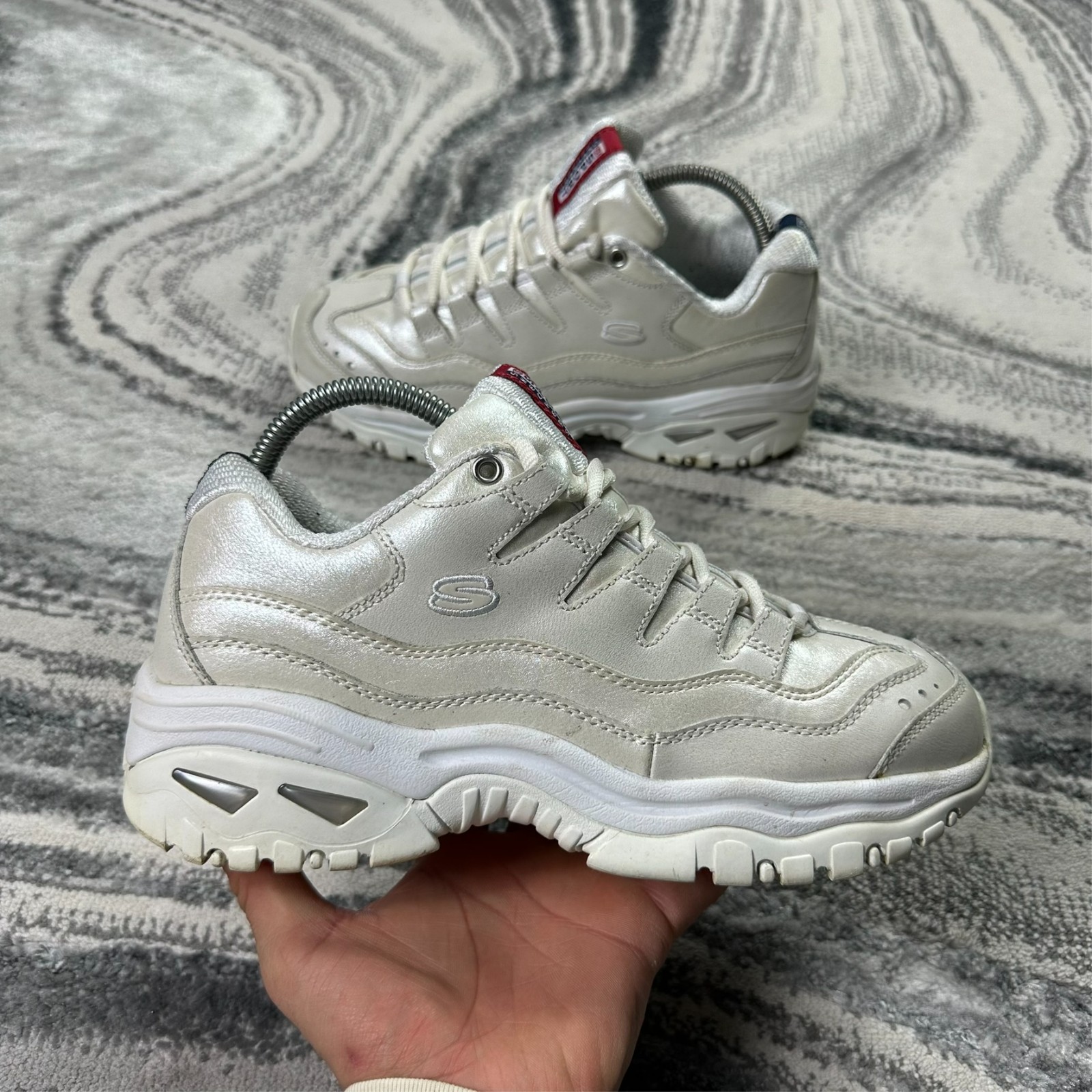 Women's Skechers Energy Glacier Views Metallic White Size UK 6 Chunky Trainers image 3