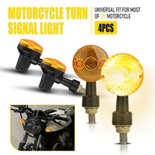 Motorcycle LED Black Turn Round Amber Fit Signal Lights Davidson Harley Honda