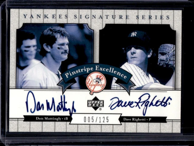 2003 Upper Deck Yankees Signature Series Don Mattingly Dave Righetti Auto #/125
