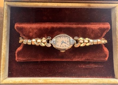Vintage Longines Ladies 14K Gold Diamond Wristwatch Runs + Original Box & Papers