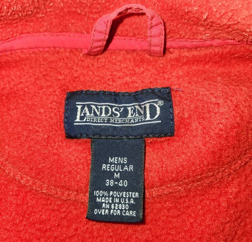 Lands End VTG Mens M (38-40) Polartec Fleece Full Zip Jacket Red USA Retro Sport - Picture 12 of 18
