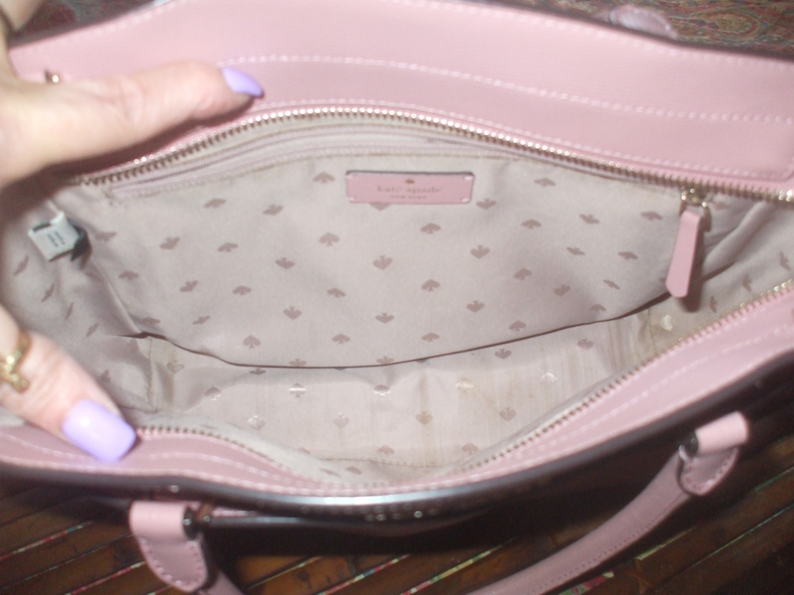 Kate Spade pink leather tote shoulder bag travel school shopper purse pocketbook thumbnail 4