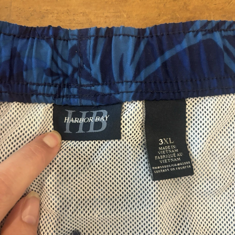 HB Harbor Bay Swim Trunks Men 3X/Big Blue Hawaii Pockets Elastic Waist Lined - Image 3 of 4