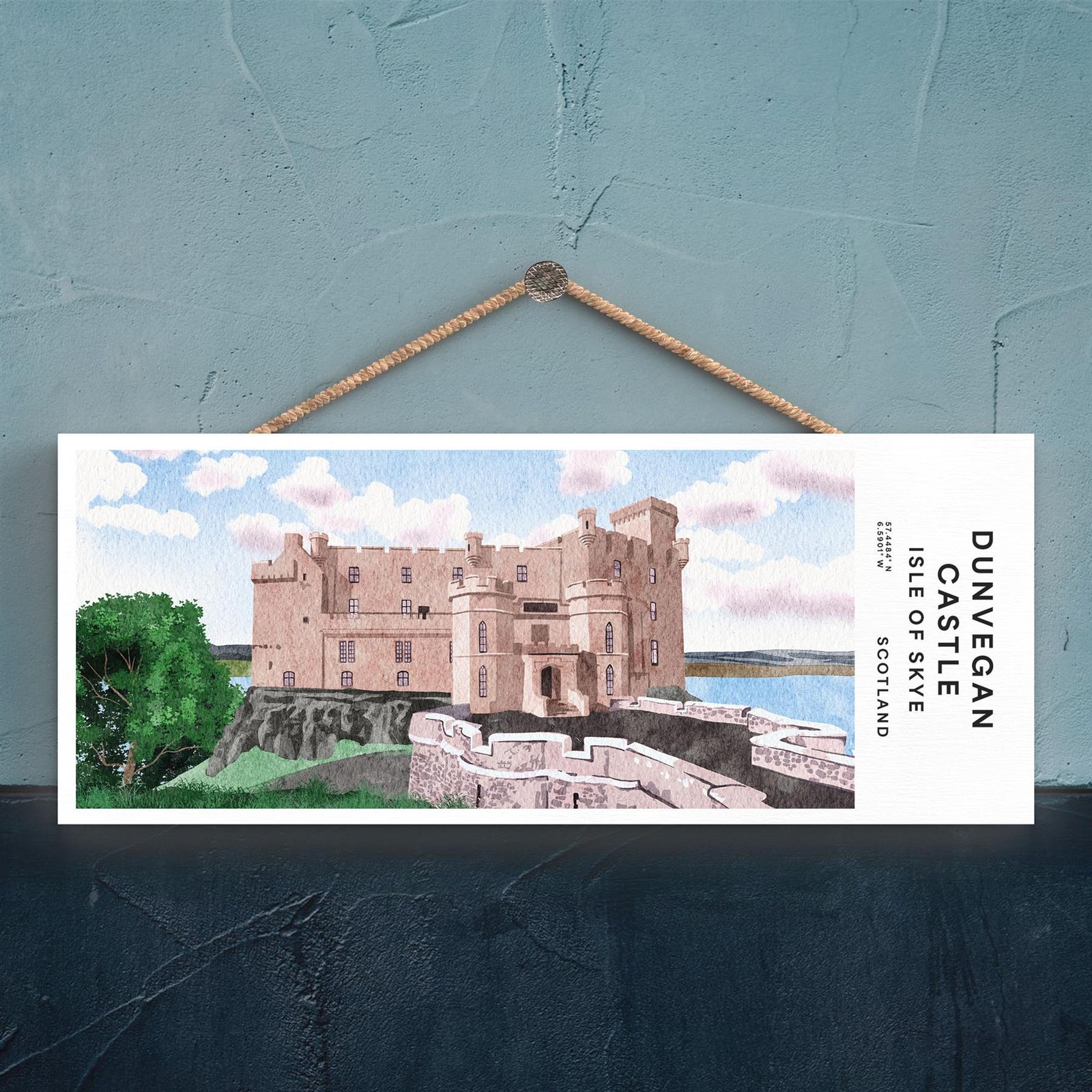 Dunvegan Castle Scotlands Landscape Illustration Wooden Hanging Plaque