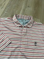 Johnnie O Golf Polo Shirt Mens Large Striped Performance Stretch UPF 50
