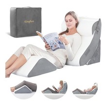 Kingfun 4-Pc Orthopedic Bed Wedge Pillow Set Memory Foam Post Surgery White