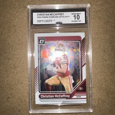 Christian McCaffrey CCG 10 Gem Mint 2024 Panini Donruss Optic #171 Football Card