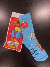 NEW BLUE 2025 McDonald  s Grinch Socks Christmas Adult Happy Meal Deal Socks