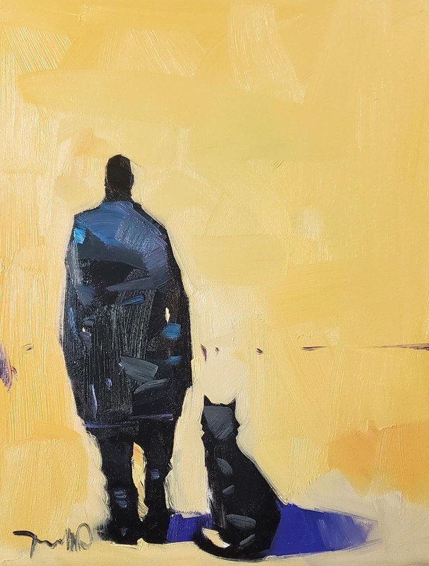 Figure and Cat Canvas PRINT of Painting by Original Artist Jose Trujillo 16x20
