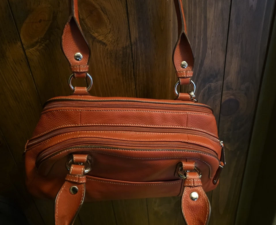 Винтажный красный Tagninello 3 на молнии отсек кожаная сумка новый без ЯРЛЫКОВ - Изображение 4 из 4