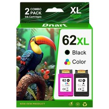 HP 62XL Black  Color Ink Cartridges 2-Pack for Envy 7640 5660 OfficeJet 5740