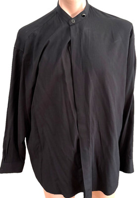 Brian Brothers Henley western Black Long Sleeve Shirt Mens L Large 16/16.5