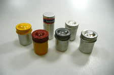 USED Six Assorted Vintage Aluminum Film Canisters