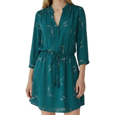 ARITZIA BABATON Bennett Silk Teal Dress X Small Floral $210