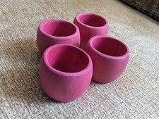 Wooden Round Napkin Rings, Set of 4, red, vintage from the 80s.