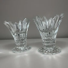 Mikasa Florita Crystal Candle Holder Set for Taper or Votive Sawtooth Rim ~5"x4"