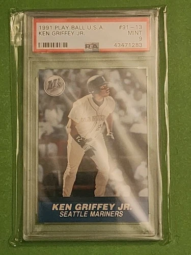 KEN GRIFFEY JR  1991 PLAYBALL USA CARD #91-13   MARINERS HOF PSA 9