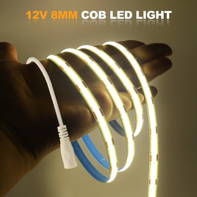1-5m LED COB Streifen WW/NW/CW 12V 5V Lichtband Stripe keine Lichtpunkte USB DC