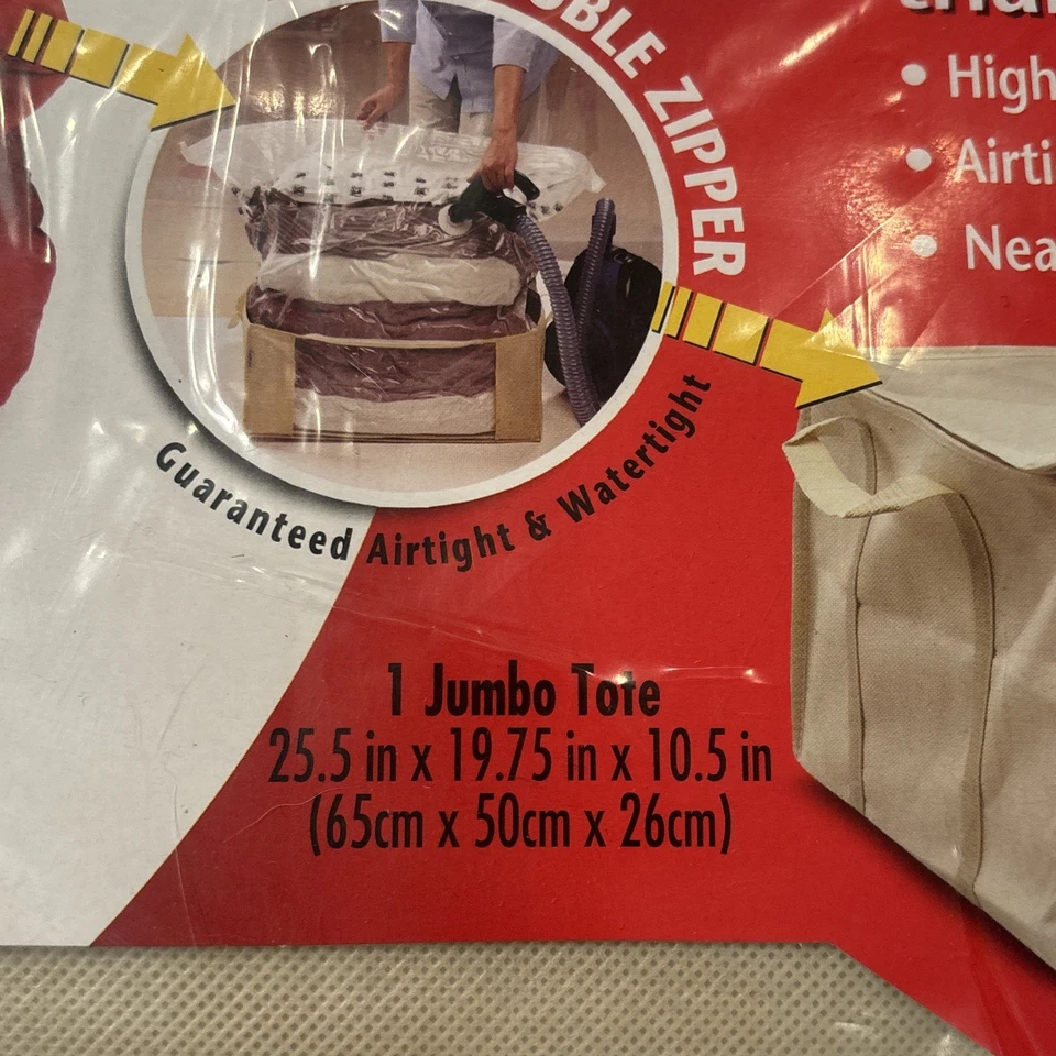 Bolso Original Ahorrador de Espacio Sello al Aspirador Jumbo Tamaño: 25.5" x 19.75" x 10.5” Nuevo Foto 4 de 4
