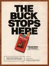 1991 Bucks Cigarettes Vintage Print Ad/Poster Authentic Man Cave Bar Wall Art