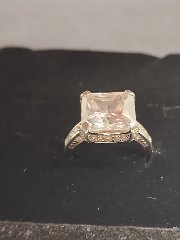 Charles Winston White CZ Scintillant Cut Rhodium Plated Sterling Silver Ring Sz8 - Image 2 of 4