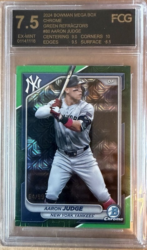 2024 Bowman Neon Green #7 Aaron Judge 168/399 FCG 7.5