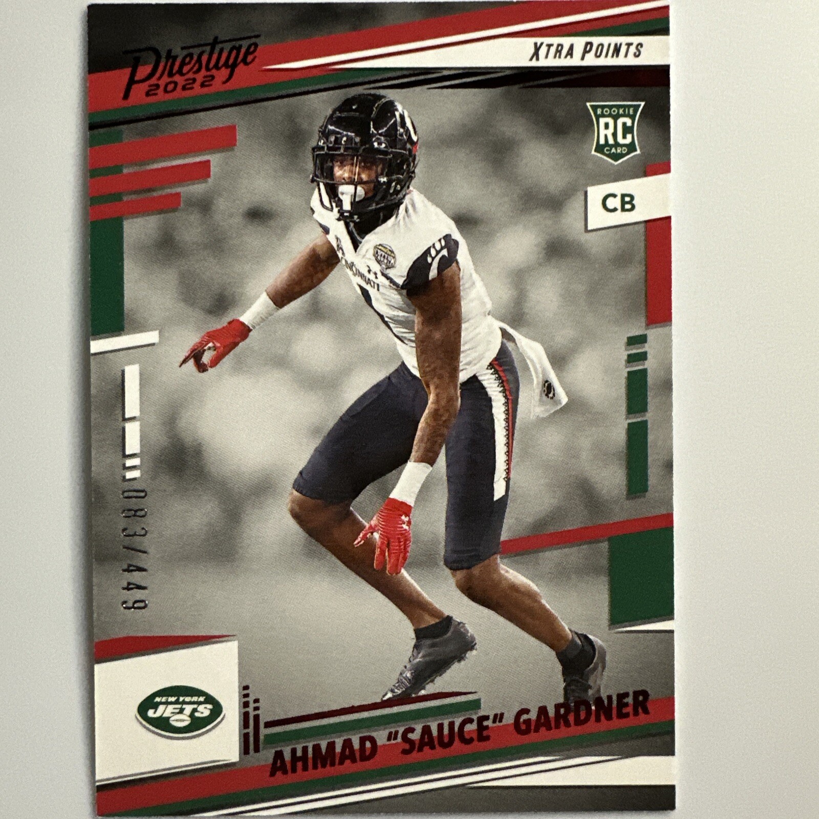 Ahmad "Sauce" Gardner  2022 Panini Prestige Red 83/449 Rookie RC #378