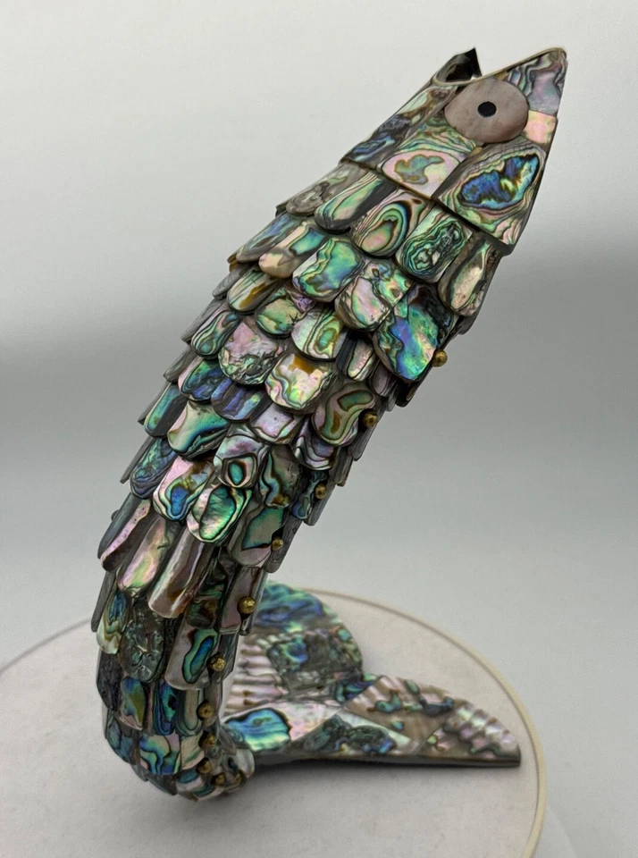 enorme abridor de botellas con motivo de pez articulado abulón placa de plata caprichosa de 14 pulgadas Foto 2 de 4