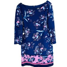 Vince Camuto Floral Print Lined Shift Dress with Open Arm Detail sz 10