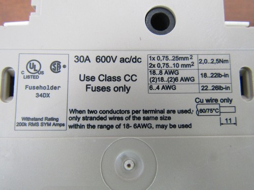 🔥3) WEIDMULLER WSI 25/2 CC LED FUSE HOLDER 2 POLE 30 AMP 600V AC/DC LOT OF 3 - Picture 7 of 8