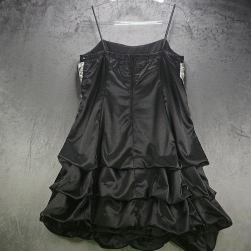 Vintage Ruby Rox Evening Dress 16 Black & Silver Satin Sequins Bubble Hem Prom - Picture 11 of 15