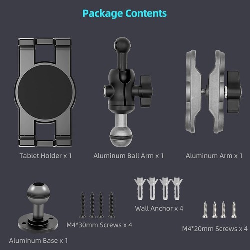 Aluminum Heavy Duty Drill Base Tablet Holder Car Mount Dashboard, 360° Adjustabl - Picture 7 of 11