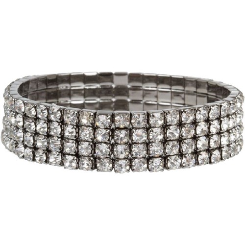Ballet Bracelet Gunmetal Gray Rhinestone Encrusted Dome C65 