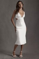 SACHIN BABI BHLDN 0 EVENING BRIDE SIERRA MIDI SATIN IVORY CUT OUT NWT $250