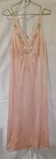 Vintage Small JOLIE Nylon Nightgown Long Floral Peach Ivory Lace Romantic
